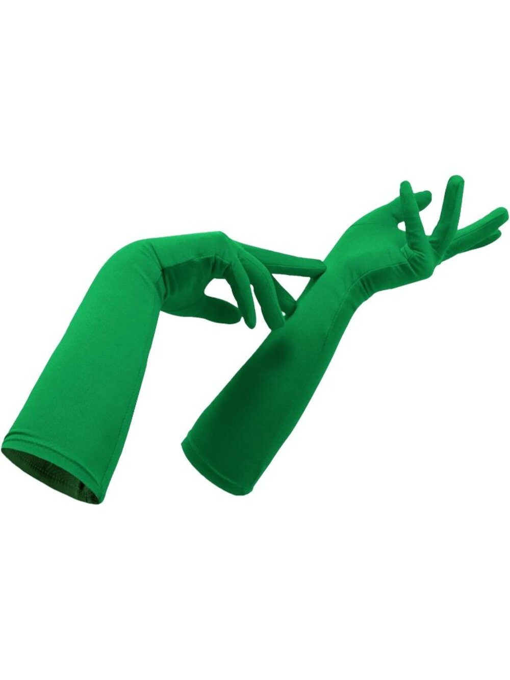 Women's Green Cosplay Halloween Costume Spandex Stretch Mid-Length Gloves